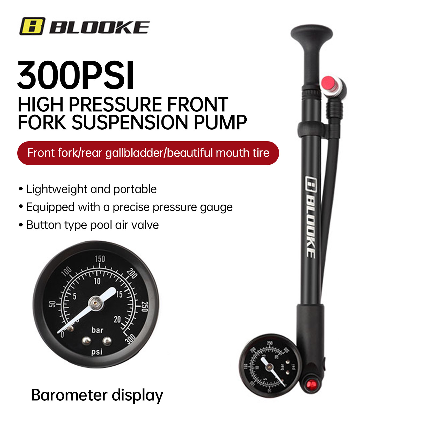 Shock Pump Suspension - BLOOKE MTB hogedruk schokpomp draagbare luchtpomp